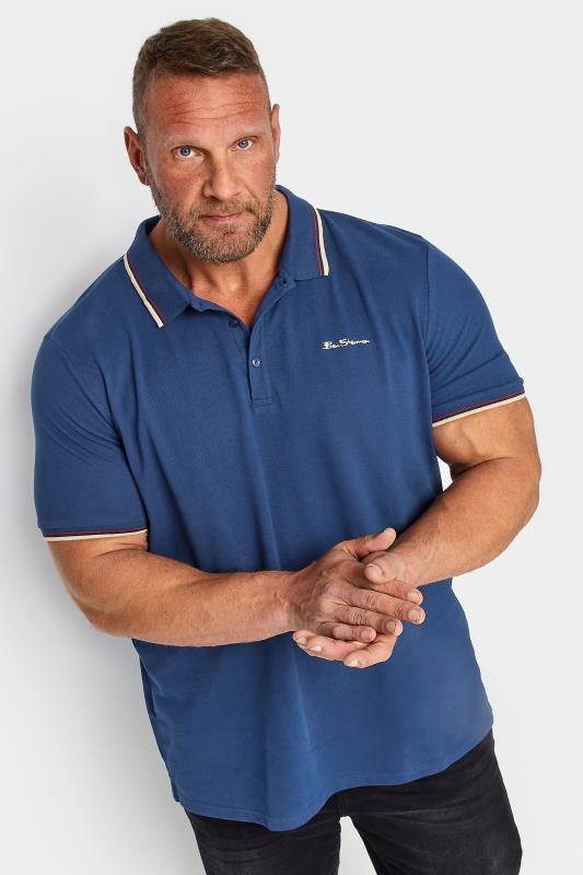 Men's  BEN SHERMAN Big & Tall Blue Tipped Polo Shirt