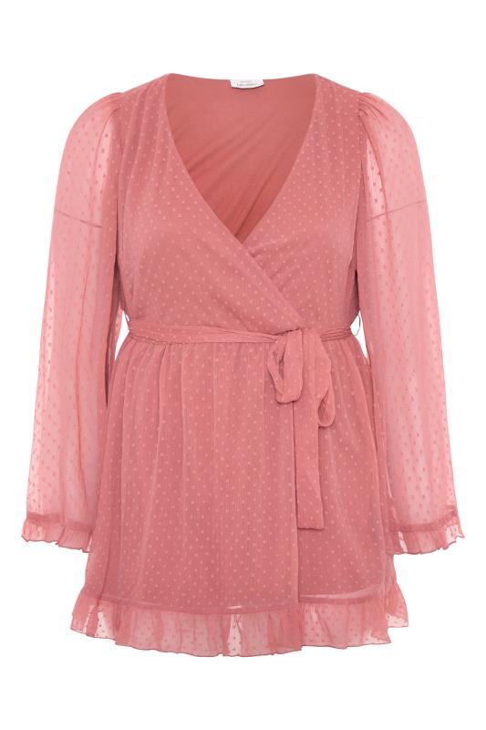 Plus Size YOURS LONDON Pink Dobby Wrap Blouse | Yours Clothing