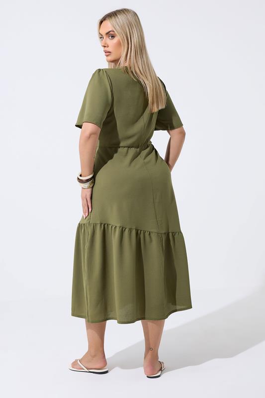 LIMITED COLLECTION Plus Size Khaki Green Deep V-Neck Maxi Dress | Yours Clothing 2