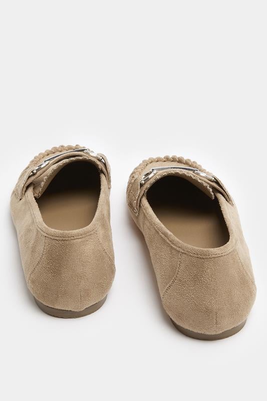 Natural Brown Faux Suede Loafers In Wide E Fit | Yours Clothing 5
