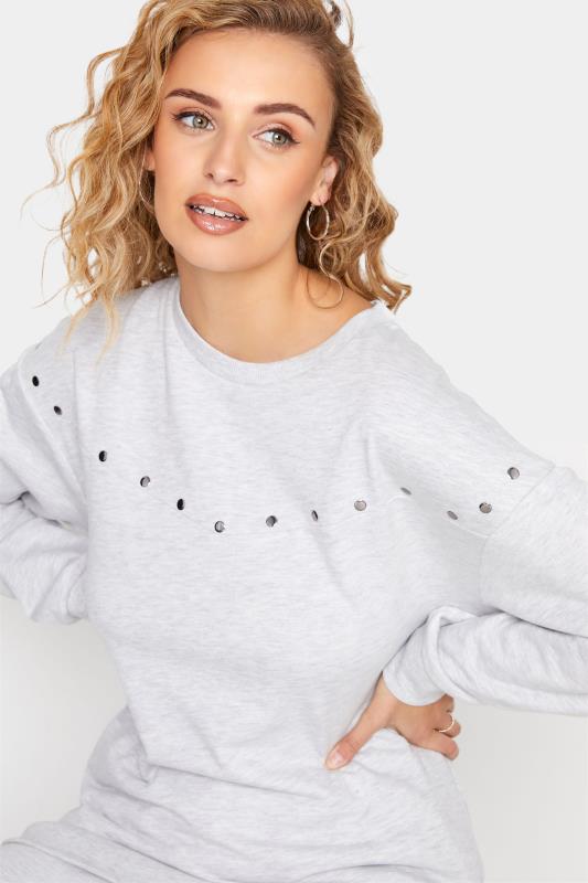 Tall Women's LTS Grey Stud Detail Sweatshirt | Long Tall Sally 4