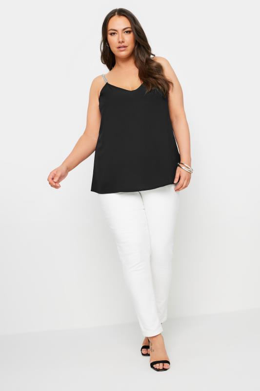 LIMITED COLLECTION Plus Size Black Chain Strap Cami Top | Yours Clothing 5