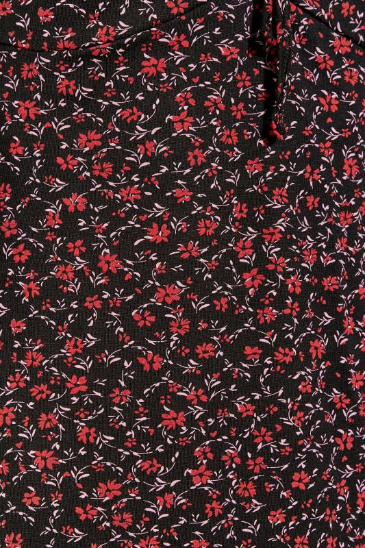 LTS Tall Black & Red Ditsy Print Tie Neck Top 5