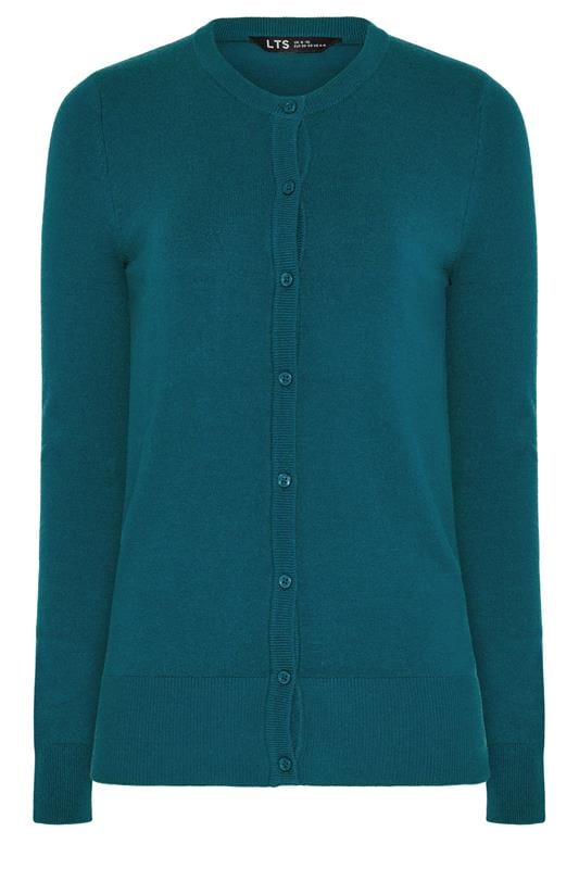 LTS Tall Teal Blue Crew Neck Button Cardigan | Long Tall Sally 5