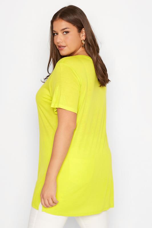 Curve Lime Green Aztec Embroidered Tie Neck T-Shirt 3