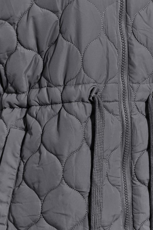 Plus Size Grey Quilted Midi Hooded Gilet | Yours Clothing 6