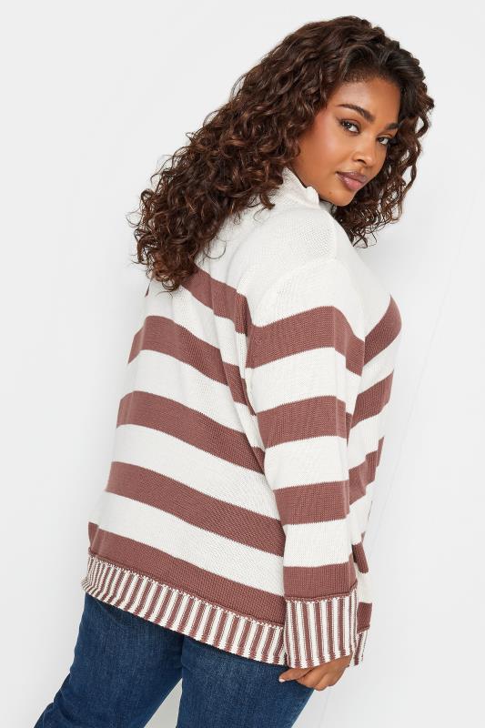 YOURS Plus Size White & Brown Stripe Jumper | Yours Clothing 4