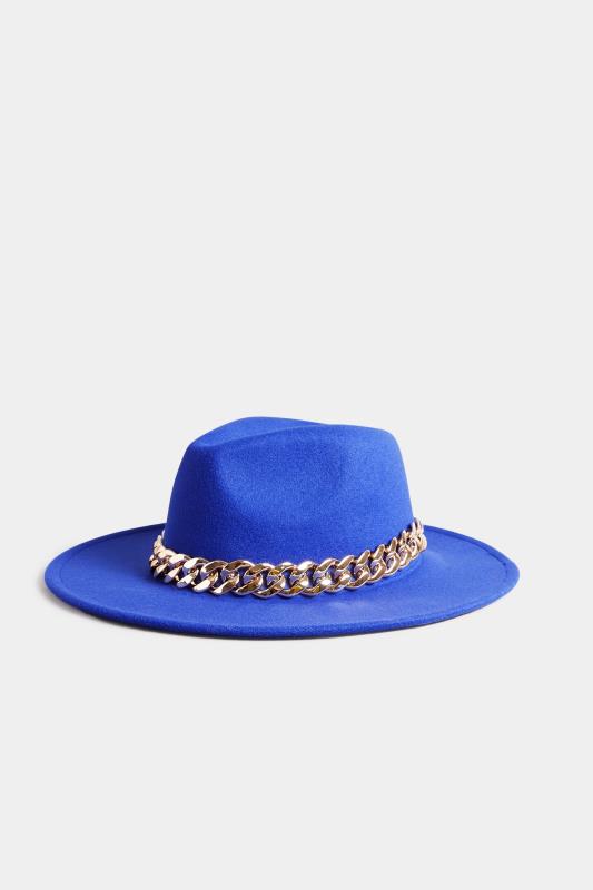 Blue Chunky Chain Fedora Hat | Yours Clothing 2