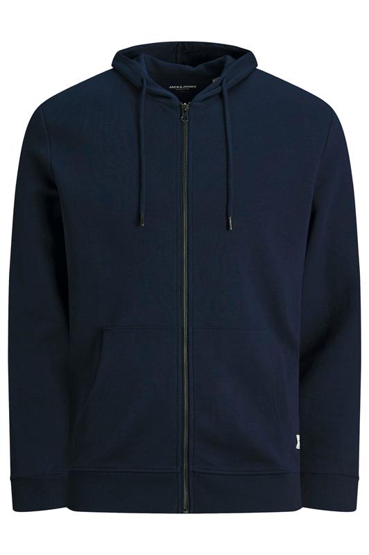 JACK & JONES Big & Tall Navy Zip Through Hoodie | BadRhino 2