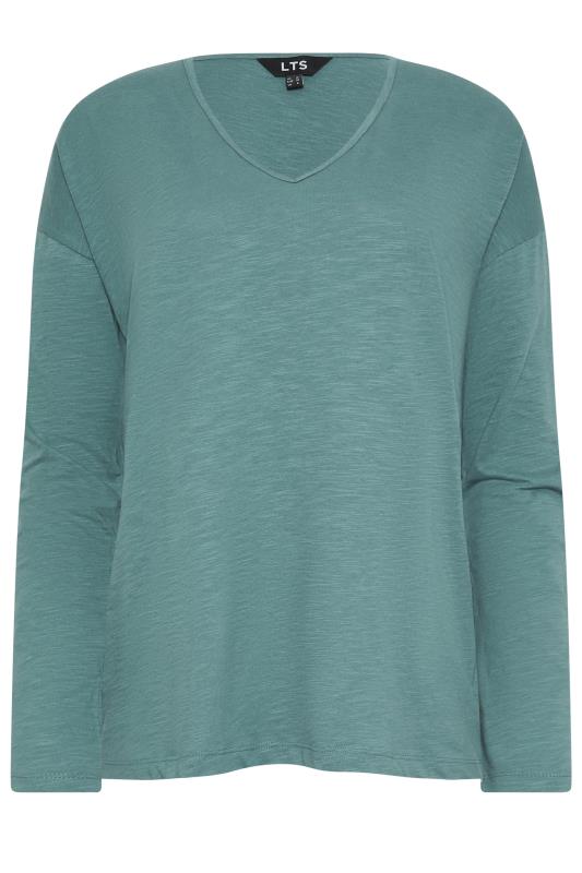 LTS Tall Teal Blue V-Neck Cotton T-Shirt | Long Tall Sally 4