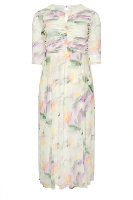 YOURS LONDON Plus Size Ivory White Abstract Keyhole Detail Maxi Dress | Yours Clothing 5