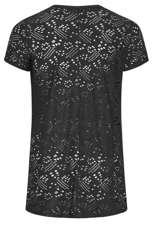 Plus Size Black Broderie Anglaise Swing T-Shirt | Yours Clothing 7