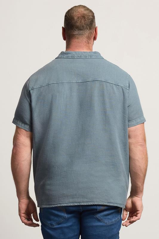 BadRhino Big & Tall Blue Acid Wash Cotton Shirt | BadRhino 4