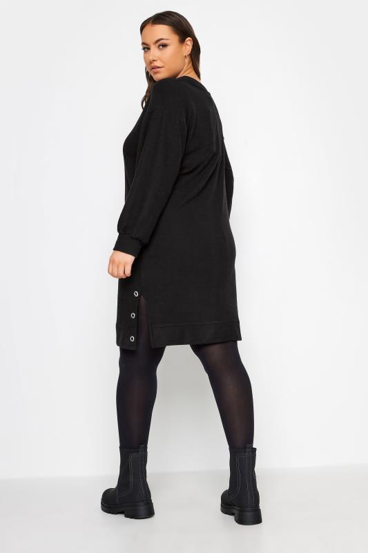 YOURS Plus Size Black Eyelet Detail Soft Touch Jumper Dress | Yours Clothing 3