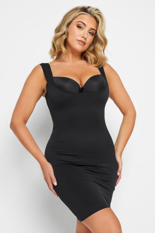 Plus Size Black Seamless Control Underbra Slip Dress | Yours Clothing 2
