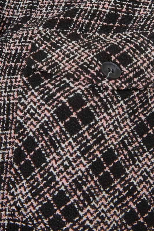 LIMITED COLLECTION Curve Black & Pink Check Fringe Boucle Shacket_S.jpg