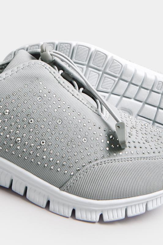 Grey Embellished Trainers In Wide E Fit & Extra Wide EEE Fit | Yours Clothing 5