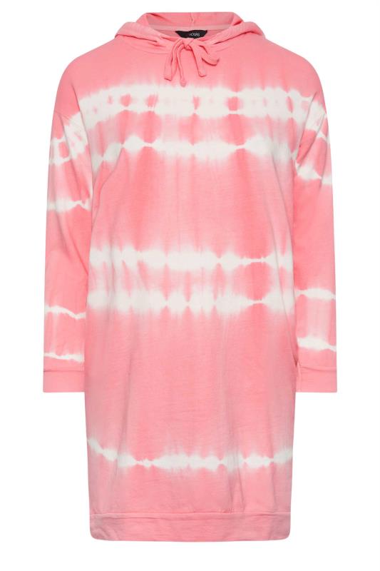 YOURS Plus Size Pink Tie Dye Longline Hoodie | Yours Clothing 5