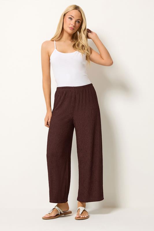 M&Co Rust Brown Wide Leg Cropped Trousers | M&Co 1