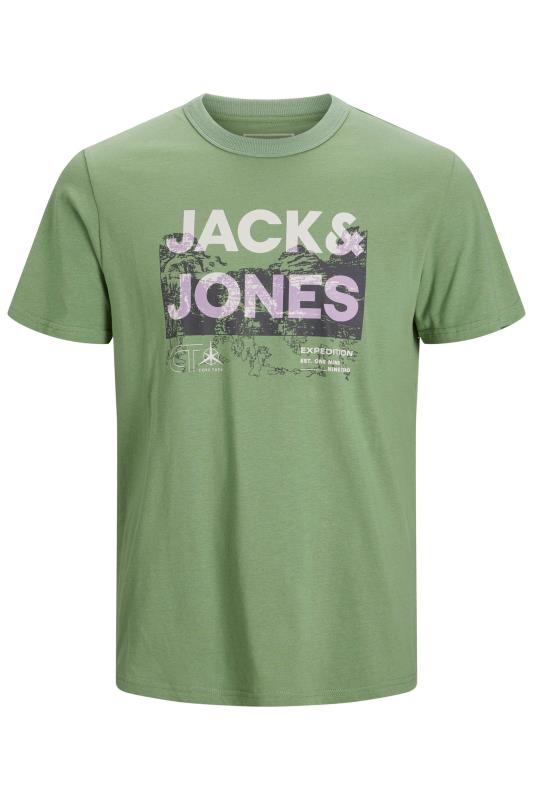 JACK & JONES Big & Tall Khaki Green Logo Short Sleeve T-Shirt_F.jpg