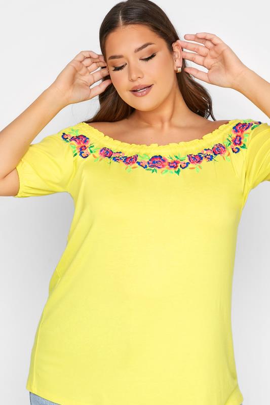 Curve Yellow Embroidered Bardot Top_D.jpg