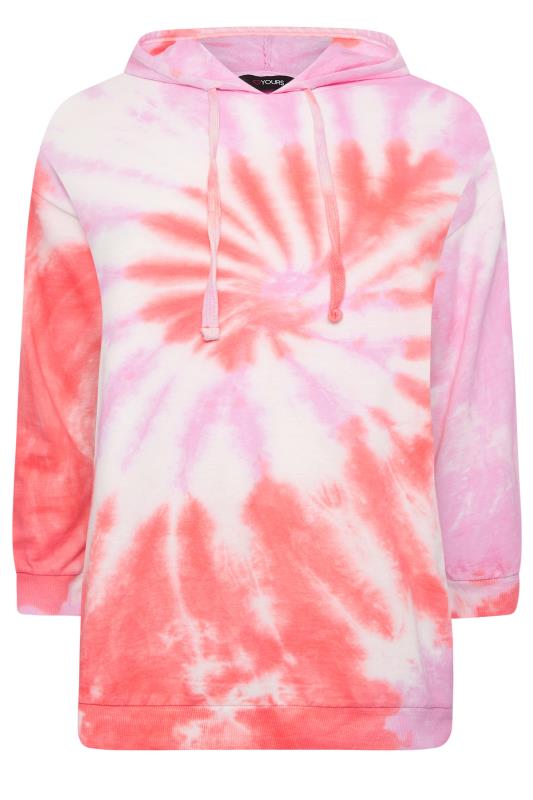 YOURS Curve Bright Pink Tie Dye Hoodie | Yours Clothing 6