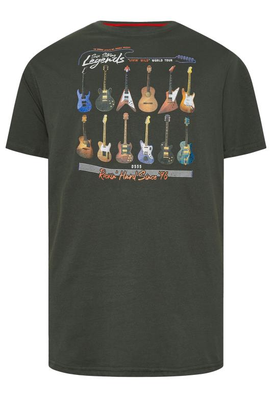 D555 Big & Tall Khaki Green Guitar Graphic Print Tee | BadRhino 1