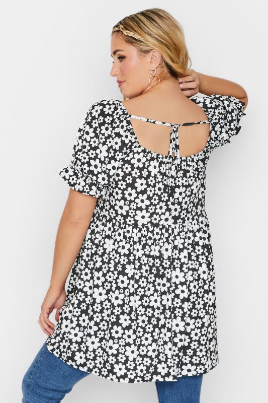 LIMITED COLLECTION Plus Size Black Retro Floral Print Top | Yours Clothing  3