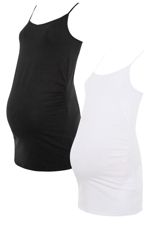 2 PACK Tall Maternity Black & White Cami Vest Tops_F.jpg