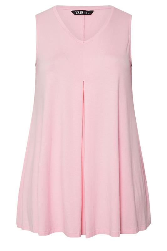 YOURS Plus Size Light Pink Pleat Front Vest Top | Yours Clothing 5
