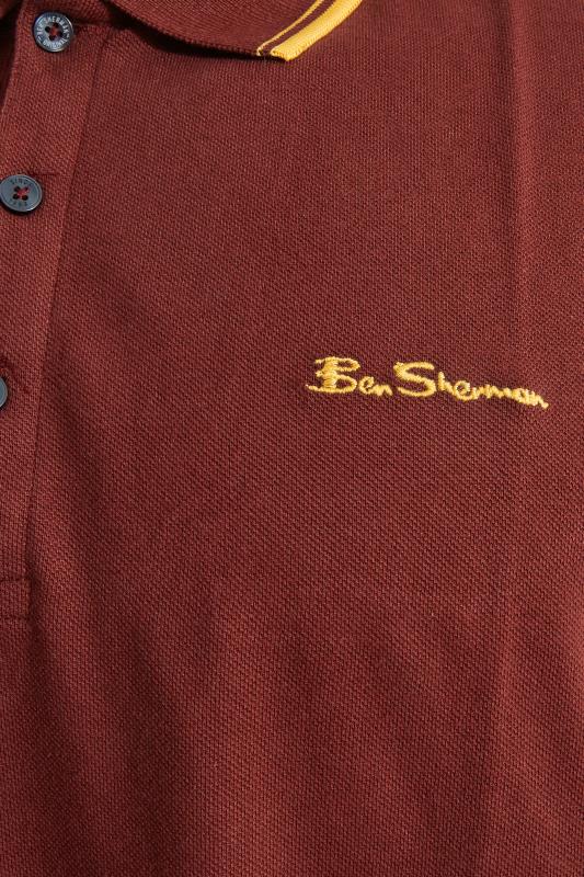 BEN SHERMAN Big & Tall Burgundy Red Tipped Polo Shirt 2