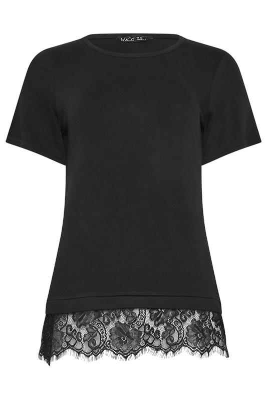 M&Co Black Lace Hem T Shirt | M&Co 5
