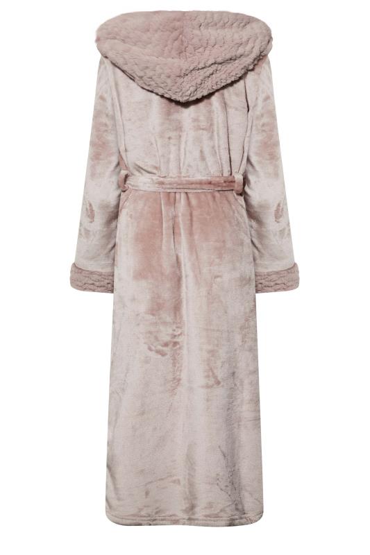Petite Pink Textured Maxi Dressing Gown | PixieGirl 8