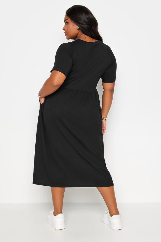 YOURS Plus Size Black Pure Cotton Midaxi Dress | Yours Clothing 3