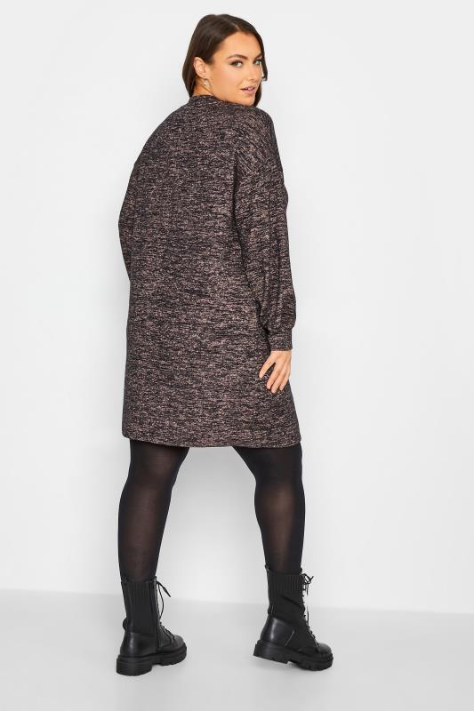 YOURS Plus Size Black Marl Soft Touch Midi Dress | Yours Clothing 4