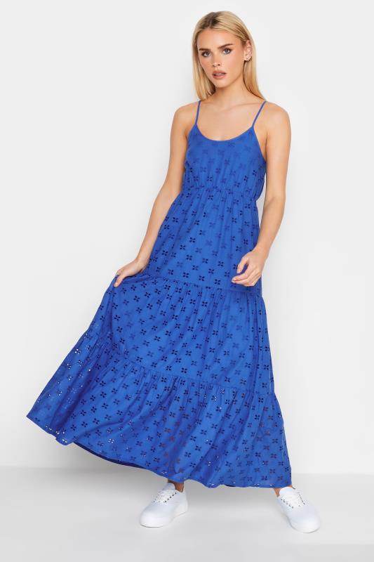 Petite  PixieGirl Cobalt Blue Broderie Strap Maxi Dress