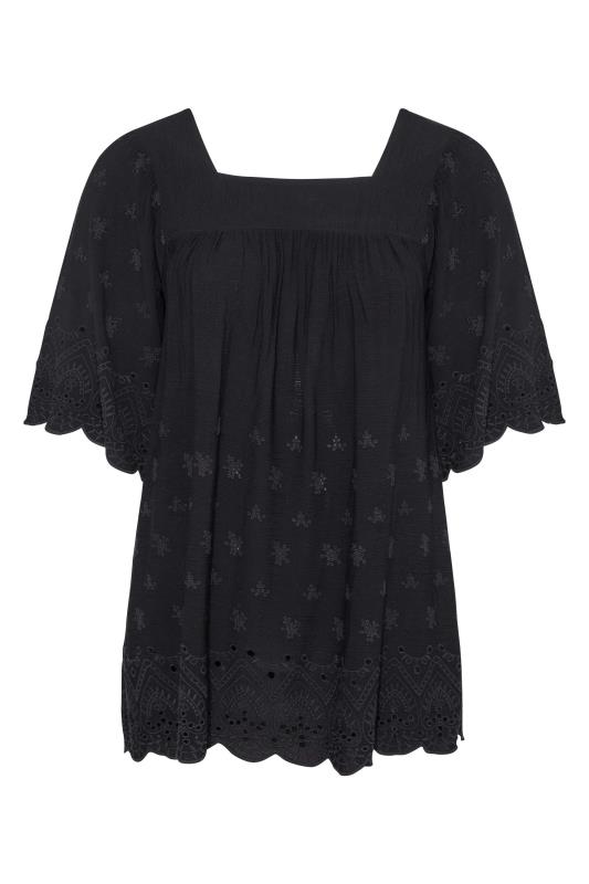 Curve Black Broderie Anglaise Square Neck Top 6