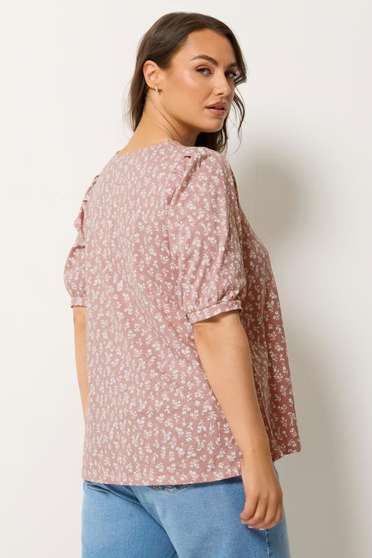 YOURS Plus Size Pink Floral Button Front Top | Yours Clothing 2