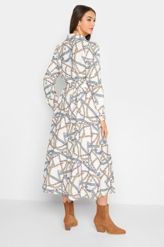 LTS Tall Women's White Chain Print Wrap Midaxi Dress | Long Tall Sally 3