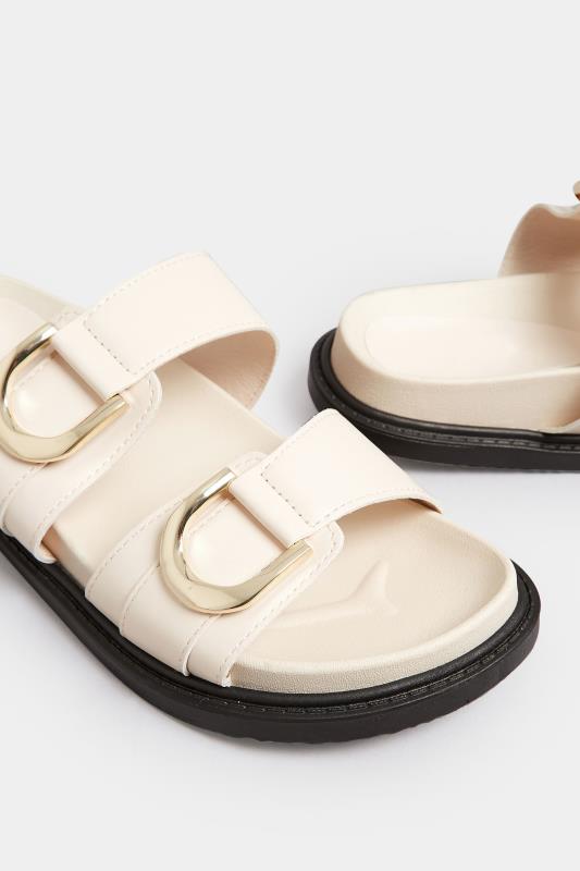 PixieGirl Cream Buckle Strap Sandals In Standard D Fit | PixieGirl  6
