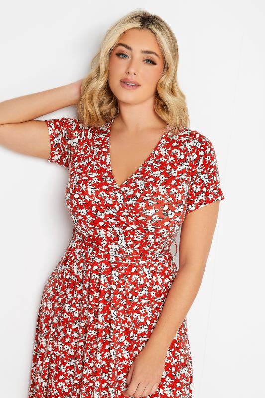 YOURS Curve Plus Size Red Ditsy Print Maxi Dress | Yours Clothing  4