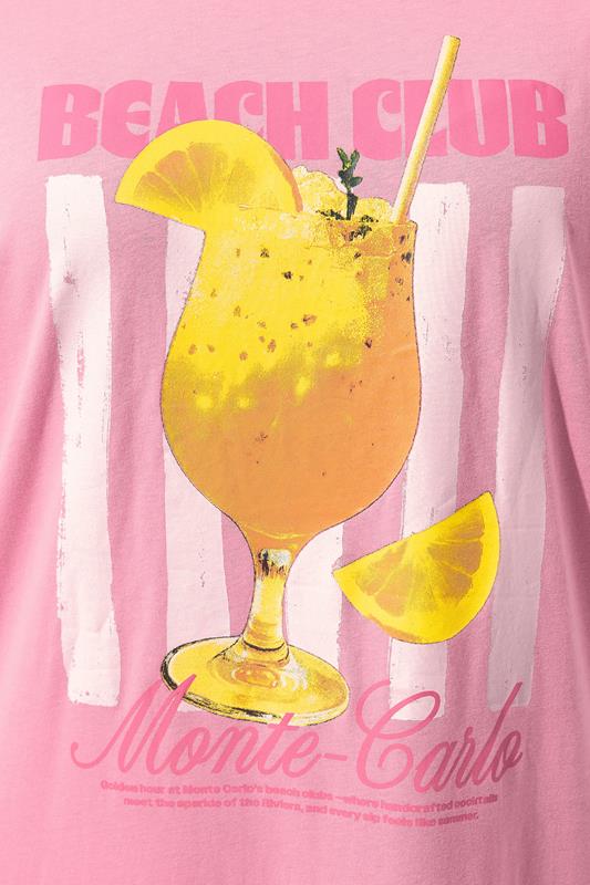 LIMITED COLLECTION Plus Size Pink 'Beach Club' Slogan Maxi Dress | Yours Clothing 4