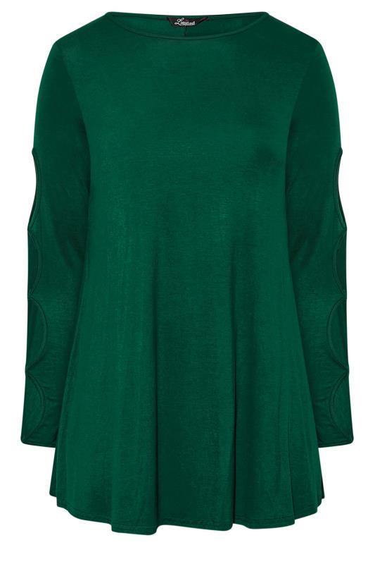 LIMITED COLLECTION Curve Forest Green Cut Out Sleeve Top 6