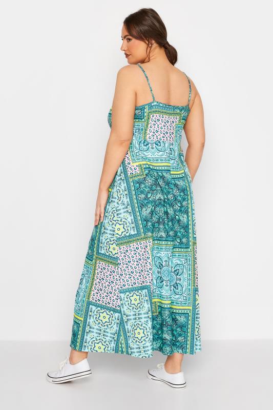 LIMITED COLLECTION Plus Size Blue Tile Print Slit Midaxi Sundress | Yours Clothing 3