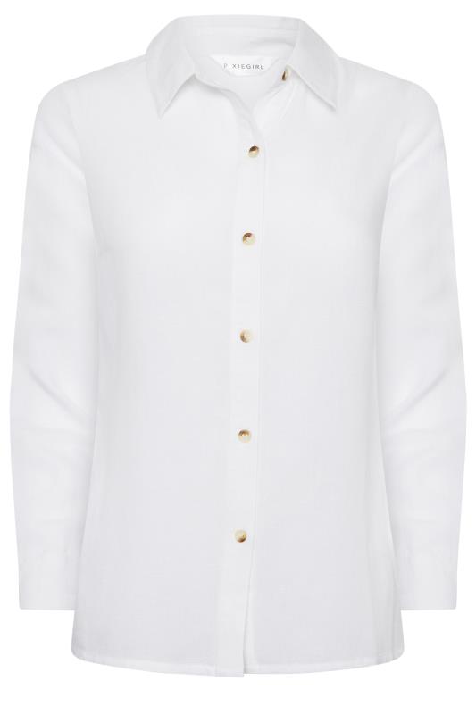 Petite White Linen Blend Shirt  | PixieGirl 6