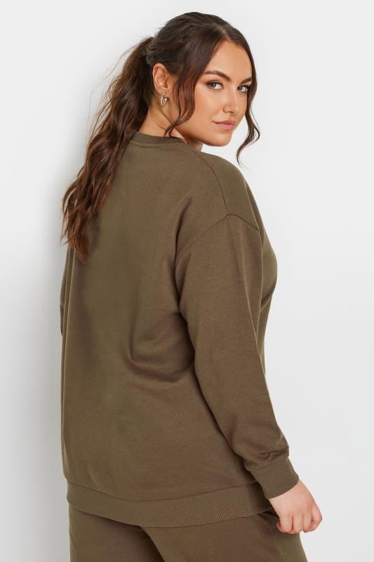 YOURS Plus Size Mocha Brown Long Sleeve Crew Neck Sweatshirt | Yours Clothing  4