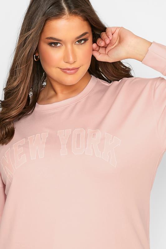 Plus Size Pink 'New York' Printed Sweatshirt | Yours Clothing 4