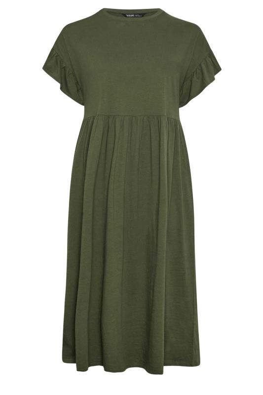YOURS Plus Size Khaki Green Pure Cotton Midaxi Dress | Yours Clothing 5