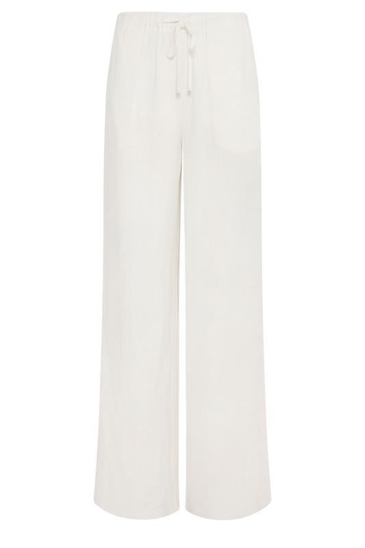 LTS Tall Women's White Wide Leg Linen Trousers | Long Tall Sally 5