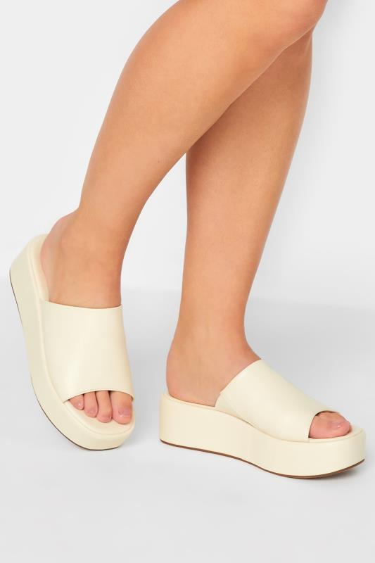 Plus Size  LIMITED COLLECTION White Platform Mule Sandals In E Wide Fit & EEE Extra Wide Fit